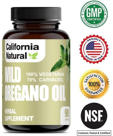 California Natural Wild Oregano Oil Vegetarian Soft Capsules - 100 Vegetarian Capsules, 70% Carvacrol - Immune & Digestive Support for Gut Health - Herbal 90 Count - Buy Online on GoSupps.com