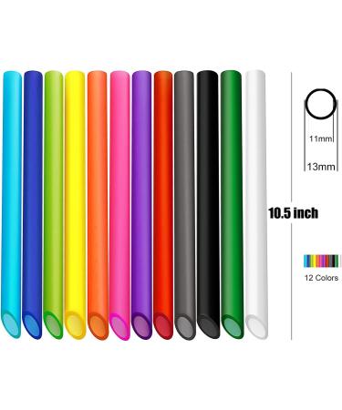ALINK 12 PCS Reusable Boba Straws - Wide 13mm x 10.5 inch Long Smoothie Straws for Bubble Tea - Colored Plastic with Cleaning Brushes - Buy Online on GoSupps.com