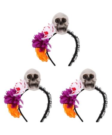 FOMIYES Lot De 3 -t tes De Mari e Pour Halloween Motif T te De Mort Et Fleurs Pour Gar ons Et Filles D corations De F te Pour Adultes 1 unit (Lot de 1) Multix3pcs