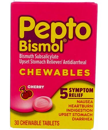 Pepto-Bismol 5 Symptoms Digestive Relief Chewable Tablets Cherry 30 ea (Pack of 12) - Buy Online on GoSupps.com