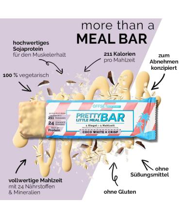 Buy Pretty Little Meal Bar Coco White & Crisp | Offset Nutrition Protein Bar | 211 Calories | Delicious White Chocolate & Coconut | 6-Pack - Buy Online on GoSupps.com