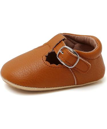 RVROVIC Baby Girl Princess Mary Jane Moccasins | Soft Sole Crib Shoes 0-6 Months | Lightweight & Premium Quality | Toddler Shoes (Brown) | A1 - Buy Online on GoSupps.com