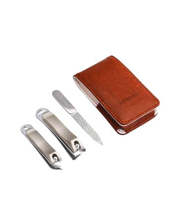 SOPOLISE Nail Clipper Set – Premium Carbon Steel Sharp Fingernails Clippers and Toenails Clippers with Nail File and Leather Case for Women and Men(3 PCS) 3 Pieces-nail File(carbon Steel)