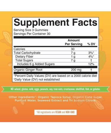 Ginger Root Gummy Supplement for Joint & Immune Health - 90 Vegan Gummies | Non-GMO & Gluten Free - Buy Online on GoSupps.com