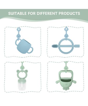 ClDy Baby Toy Pacifier Chain & Silicone Cup Catcher | BPA-Free Halter Straps for Strollers & Cars | 2 Pack Bowl Set (Blue & Green) - Safe & Versatile Baby Accessories - Buy Online on GoSupps.com