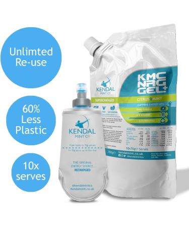KMC NRG Gel+: Caffeine Energy Gel Refill Pack with 10 x 70g Bottle and 150ml Bottle - Buy Online on GoSupps.com