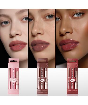  LOPHE LOPHE Lip Gloss Kit 3 in 1 Matte Lipstick Set Liquid Lipstick and Eyeliner Set for Women All-In-One Gift Long Lasting (#2 Rose Red) - Buy Online on GoSupps.com