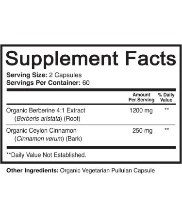 NutriFlair Organic Berberine with Ceylon Cinnamon 1450mg - 120 VEGETARIAN Capsules - Buy Online on GoSupps.com