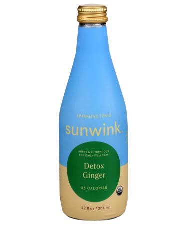 SUNWINK Organic Detox Ginger Sparkling Herbal Tonic, 12 FZ