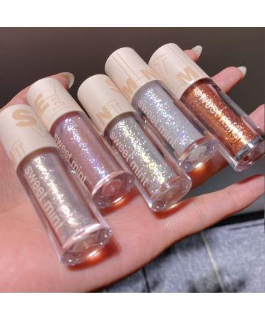 HPEVA 5Pcs Liquid Glitter Eyeshadow Metallic Shimmer Waterproof Long Lasting Quick-Drying Sparkling Eye Glitter Makeup Cosmetic Glitter Liquid Eye Shadow for Women Girls