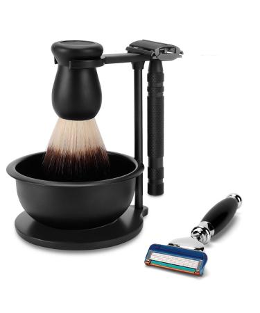SANWA Deluxe Matte Black Shaving Brush Razor Stand Set with Soap Bowl - Perfect Gifts for Dad, Boyfriend, Husband - Buy Online on GoSupps.com