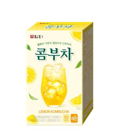 Damtuh Kombucha Tea Zero Sugar Sparkling Fermented Powdered Mix Beverage from Korea Live Probiotics & Prebiotics 10 Sticks (Lemon 10 Count (Pack of 1)) Lemon 10 Count (Pack of 1)