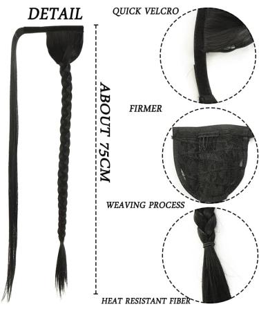 30" Long Fishtail Braid Ponytail Wrap Around Extensions Synthetic Fishtail Drawstring Ponytail Clip In Braiding Pony Hairpiece for women girls (30#) - Buy Online on GoSupps.com