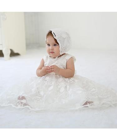 Leideur Baby Long Christening Gown | White Baptism Dress for Girls | 6-9 Months - Buy Online on GoSupps.com