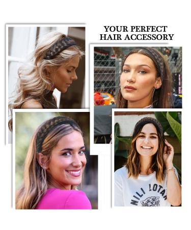 VUKU Fluffy 2 Strands Synthetic Hair Braid Headband - Brown | Wide Non-Slip Twist Braided Headband for Girls and Women - Buy Online on GoSupps.com