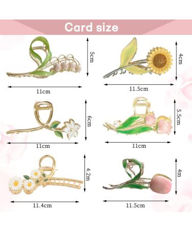6 Pcs Sunflower & Tulip Metal Hair Clips - Large Floral Hair Accessories for International Shipping - Buy Online on GoSupps.com