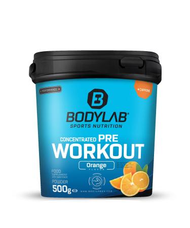 BODYLAB24 Concentrated Pre-Workout Booster Orange 500g Energy Booster with Creatine Beta-Alanine Arginine Niacin and Caffeine In the best possible relationship for more power and energy in training orange 500 g (1 Pack)