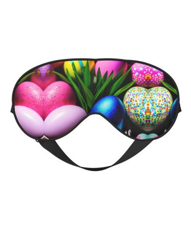SSIMOO Colorful Easter Eggs Print Double-Sided Eye Mask Soft and Light Blocking for Enhancing Sleep Quality Black