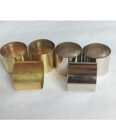 FICUS GIFT Lot of 6 Solid Brass & Silver Ferrules Collars Ring Shaft Walking Stick-Spare Part Accessories for Wooden Sticks-Walking Cane