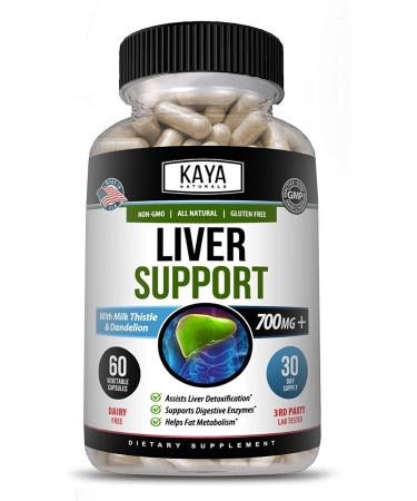 Kaya Naturals Liver Support | Gut Health Supplements for Women and Men | Milk Thistle and Dandelion Root Capsules | Detox Cleanse Liver Supplements with Artichoke Extract and Chicory Root 60 Count 60 Count (Pack of 1)
