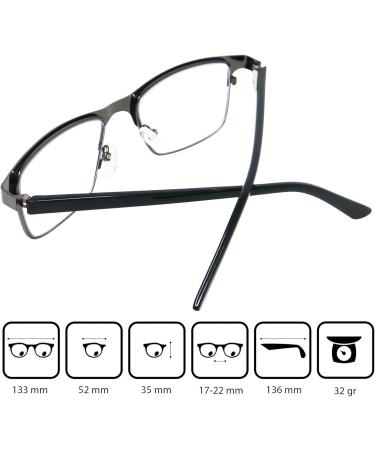 Blue Light Blocking Reading Glasses | Stainless Steel Frame | Anti-Glare Lens | 2.5 Dioptres - Buy Online on GoSupps.com