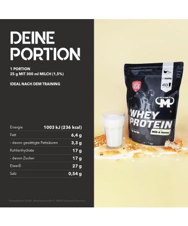 Mammut Nutrition Whey Protein Milk & Honey 1kg - Premium Whey Protein Shake for Muscle Recovery & Growth - Buy Online on GoSupps.com