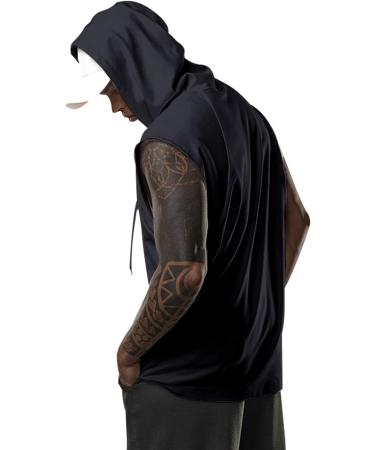 Aixdir Men's Black Workout Hooded Tank Top - Sleeveless Muscle Cut Off T-Shirt for Gym - Buy Online on GoSupps.com