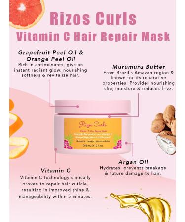 Rizos Curls Vitamin C Hair Repair Mask 10fl oz - Nourishing Treatment for Healthy Hair - Buy Online on GoSupps.com