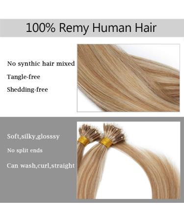 24" Nano Ring Tip Hair Extensions Real Human Hair 50Strands #12/613 Golden Brown&Bleach Blonde (50g) - Buy Online on GoSupps.com