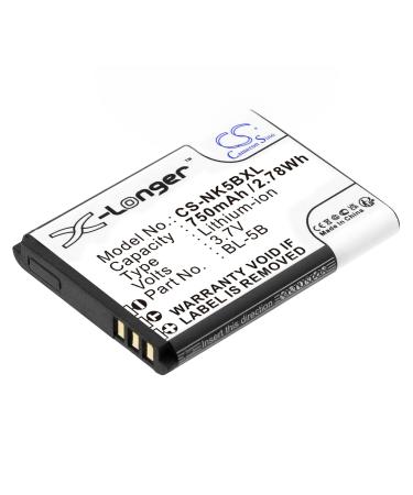 BL-5B 750mAh Battery Compatible with 6122c 5500 Sport 5320 XpressMusic 3.7V