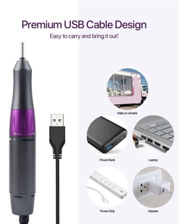30000rpm Electric Manicure Drill Handle Adjustable Portable Nail Drill Pen Handle for Nail Polisher Fingernail Grinder USB Interface - Buy Online on GoSupps.com