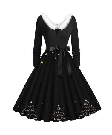 Christmas skirt for women bag Christmas elk sweatshirt Christmas dress hooded sweater dress blouse dresses Christmas dresses sweatshirts dress narrow rock black xxl