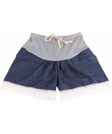 Maternity Denim Shorts Elastic Breathable for Summer - Dark Blue Lace (M) - Buy Online on GoSupps.com