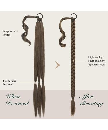 Shop Fine Braid Ponytail Extensions | 65cm Brown & Light Brown Hair Tie | Artful Braided Hair for Women - Buy Online on GoSupps.com