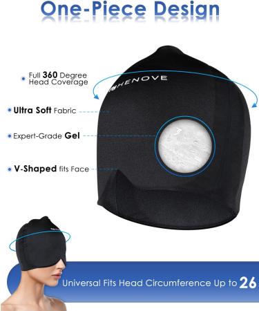 Chenove Migraine Ice Head Wrap - Gel Cap for Migraine & Headache Relief - Medium Size - Black (Style A) - Buy Online on GoSupps.com