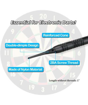 Wolftop 2BA Thread Soft Tip Dart Points 150/300 Pack - Black - Replacement Dart Tips Set - Buy Online on GoSupps.com
