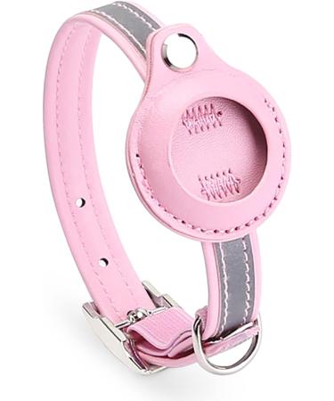 Kocnydey Leather Reflective AirTag Cat Collar - Adjustable Anti-Wing Collar with Bell for Cats & Small Dogs (Pink Size S: 23-30cm) - Buy Online on GoSupps.com