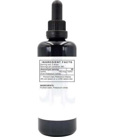 Potassium Iodide 100ml | 75mcg Iodine Per Drop (High Strength) | Premium UV Blocking Miron Violet Glass | Vegan Liquid Supplement UK Made | 6 Month Supply Unflavoured 100 ml (Pack of 1) - Buy Online on GoSupps.com