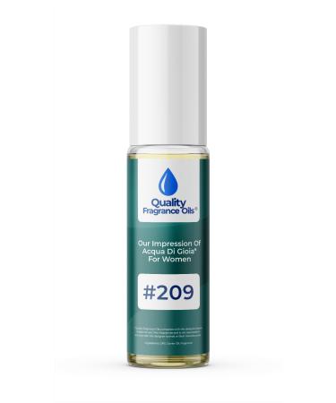 Quality Fragrance Oils' Impression #209 Generic fragrance compatible with Acq. Di Gioa for Women (10ml Roll On) Acq. Di Gioia for Women Impression #209 0.34 Fl Oz (Pack of 1)