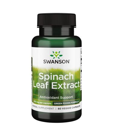 Swanson Spinach Leaf Extract - Herbal Supplement Promoting Overall Health - Green Foods Formula with Thylakoids & Chlorophyll - (60 Veggie Capsules 650mg Each) 1