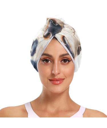Cow Watercolor Hair Towel 2 Pack Super Absorbent Hair Drying Towel Quick Dry Hair Turbans Head Towel with Button Twisty Wrap for Women Girls