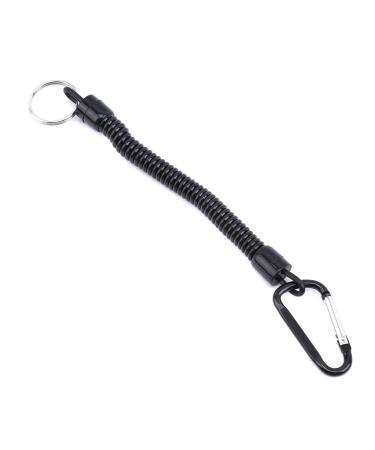 DONGMING Flexible Fishing Lanyards Theftproof Spring Coil Cord Keychain Safety Fishing Ropes,Black