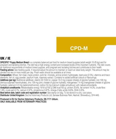 Specific Specific Canine Puppy CPD-M Medium Breed 12 kg 12 000 g - Buy Online on GoSupps.com