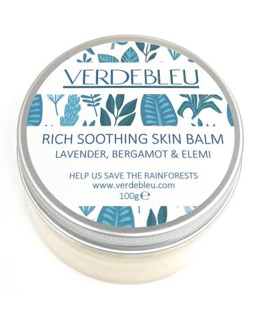 100% Pure and Natural RICH SOOTHING SKIN BALM - SHEA + COCOA BUTTER & BEESWAX - 100ml by VERDEBLEU. Repairs Hydrates and Soothes Dry Sensitive Skin. We Donate 5% of Profit to Help Save Rainforests.