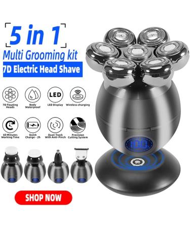 Vervmczn Replacement Cutter for Electric Shaver for Men Beard Trimmer Wet and Dry 7D Floating Heads Blade Silver - Buy Online on GoSupps.com