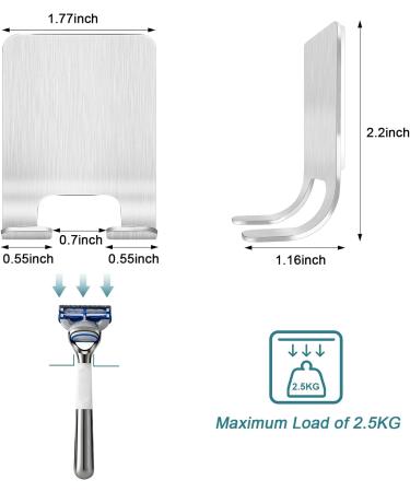 Leryati Stainless Steel Razor Holder Set - 4 Pack Drill-Free Self-Adhesive Shower Hangers for Bathroom & Kitchen - Silver - Buy Online on GoSupps.com