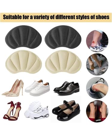 2 Pairs of Heel Cushions - Self-Adhesive Heel Protection for Large Shoes | Comfort for Sneakers (Beige & Black) - Buy Online on GoSupps.com