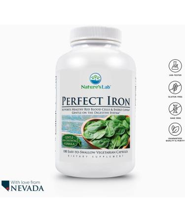 Perfect Iron 25mg Dietary Supplement - Gentle Non-Constipating Formula - 180 Capsules - Buy Online on GoSupps.com