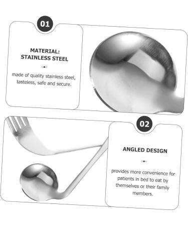 Lurrose Left-Handed Stainless Steel Cutlery Set - 5-Piece Spoon & Fork Utensils for Seniors - Ergonomic Design Perfect for Easy Dining - Buy Online on GoSupps.com