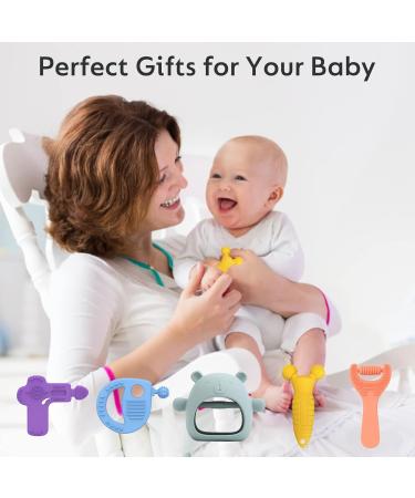 Silicone Bear Mitten Teether Set for Babies 3-12 Months - BPA Free, Freezer Friendly, Molar Chew Toys, Relief & Soothe Infants, Car Seat Toy - 5 Pack - Buy Online on GoSupps.com